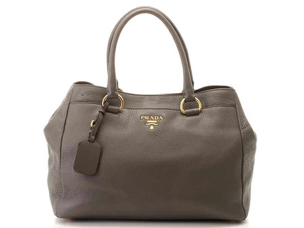 Prada tote bag gray leather